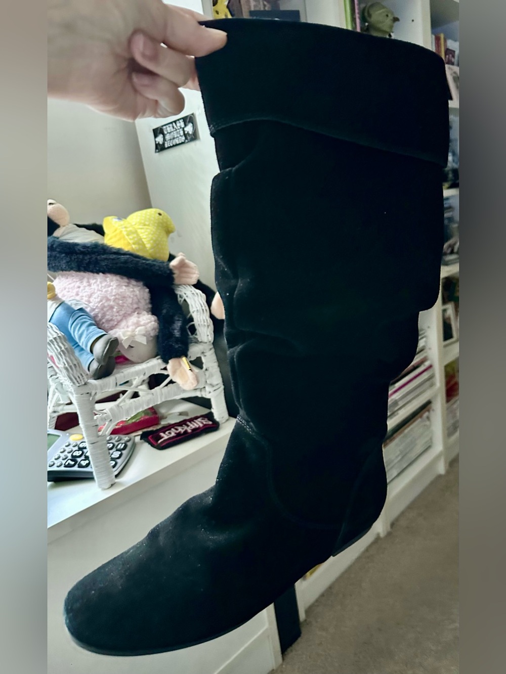 Steve Madden Black Suede Knee-High Boots